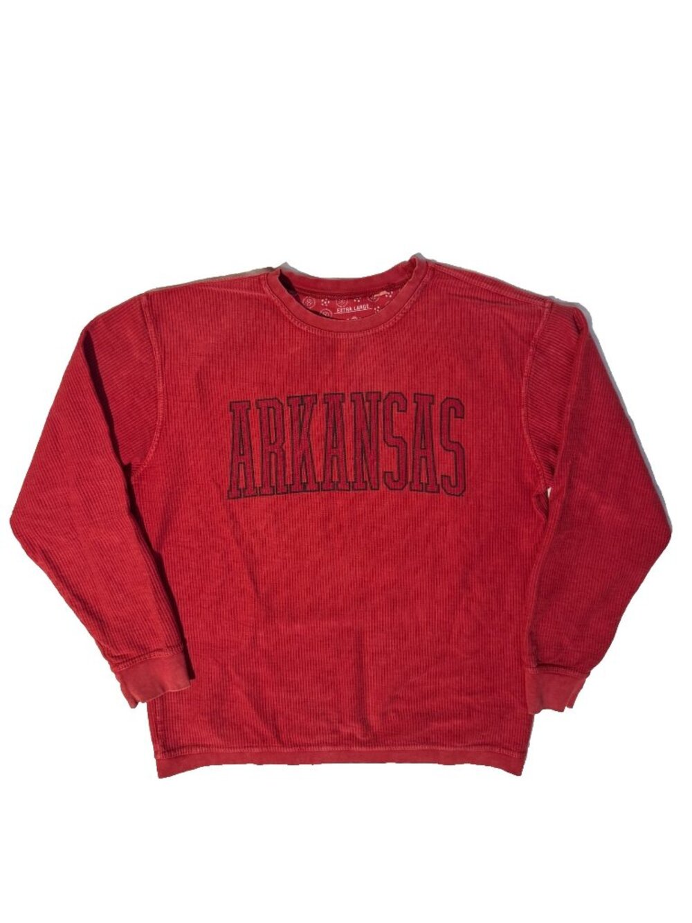Arkansas Razorback Red Waffle Knit TShirt XL Pressbox By Royce Long Sleeve Heavy